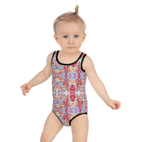 Baby Girl Swimsuit - White Rainbow Kaleisoscope Baby Girl Swimsuit - White Rainbow Kaleisoscope