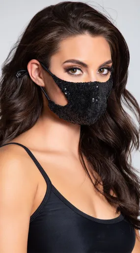 Back To Black Sequin Face Mask Back To Black Sequin Face Mask