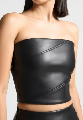 Bandeau Leather Corset Top - Black Bandeau Leather Corset Top - Black
