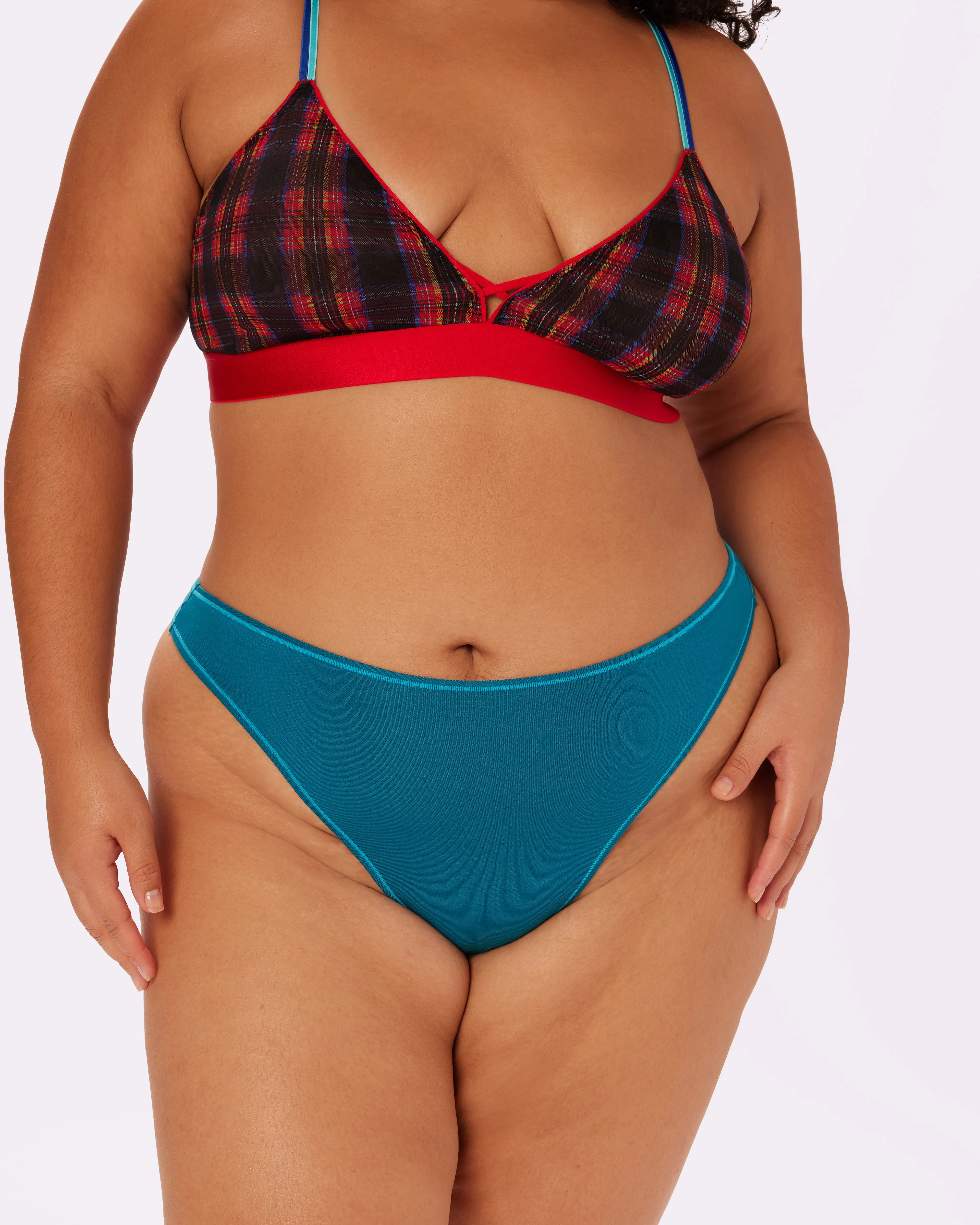 Betsey Johnson Ultra-Flattering High Rise Thong | New:Cotton (Lagoon)
