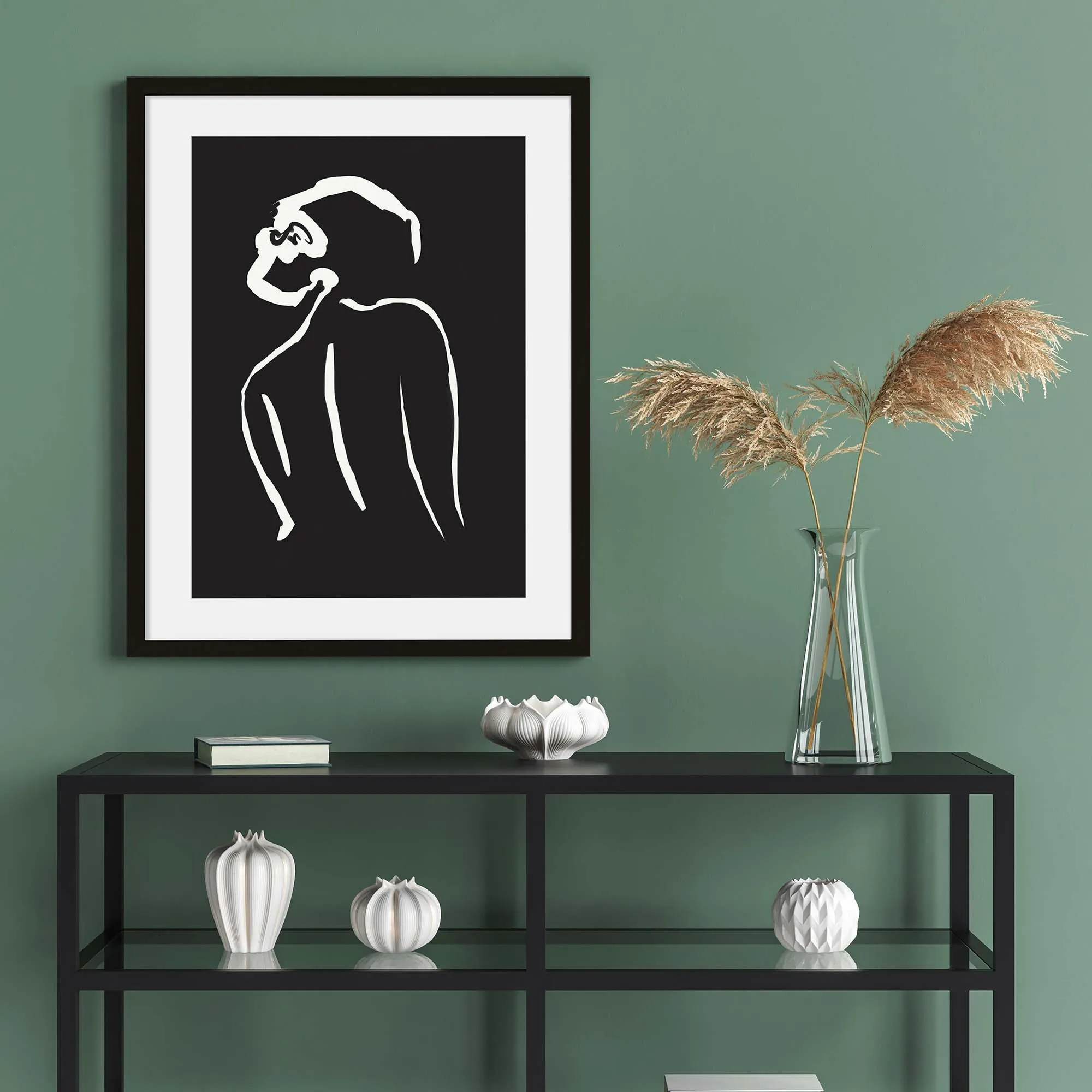 Black & White Nude Drawing Framed Art