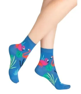 Bleuforet Pink Flamingo Pattern Ankle Socks Bleuforet Pink Flamingo Pattern Ankle Socks