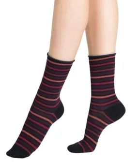 Bleuforet Women's Striped Velvet Cotton Roll-Top Socks Bleuforet Women's Striped Velvet Cotton Roll-Top Socks