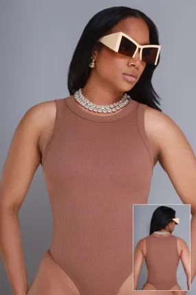 Break Down Cellulite Deleter Sleeveless Ribbed Bodysuit - Carob Brown Break Down Cellulite Deleter Sleeveless Ribbed Bodysuit - Carob Brown