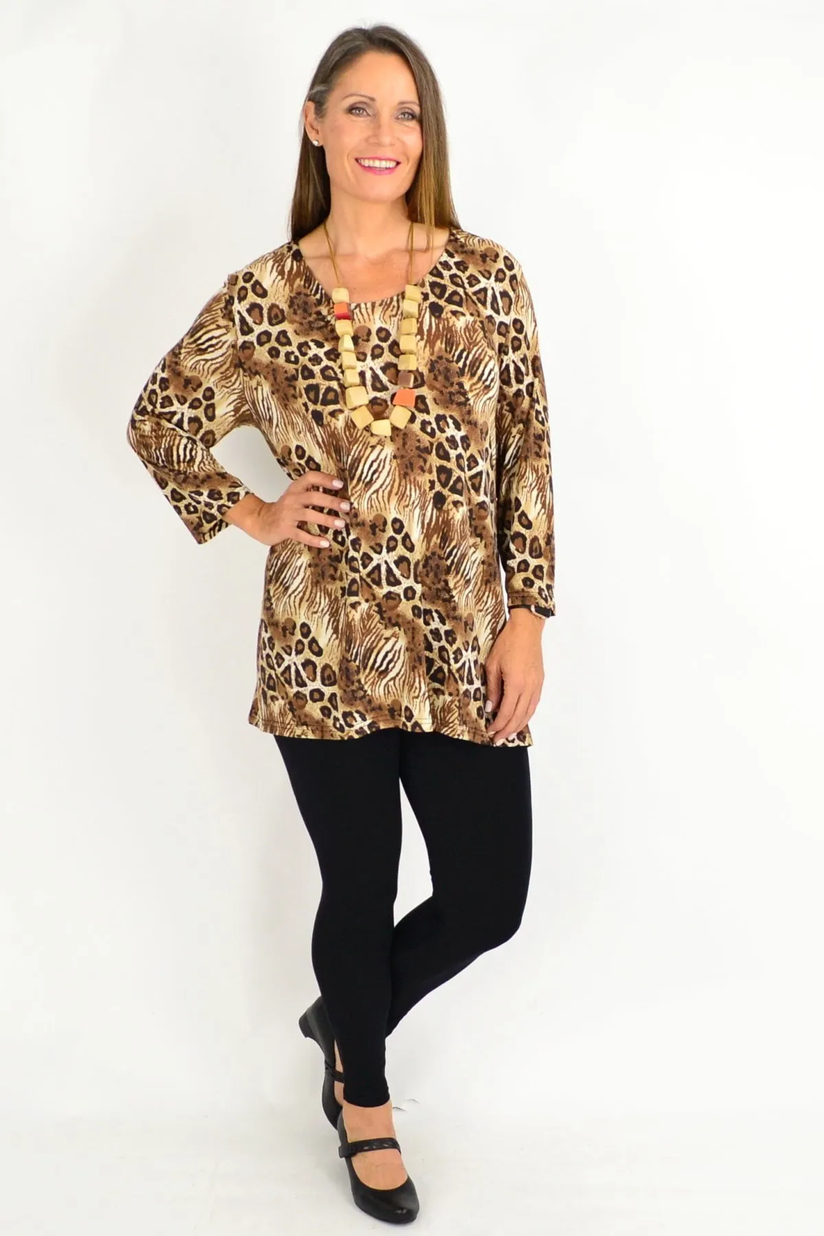 Brown cheetah Tunic