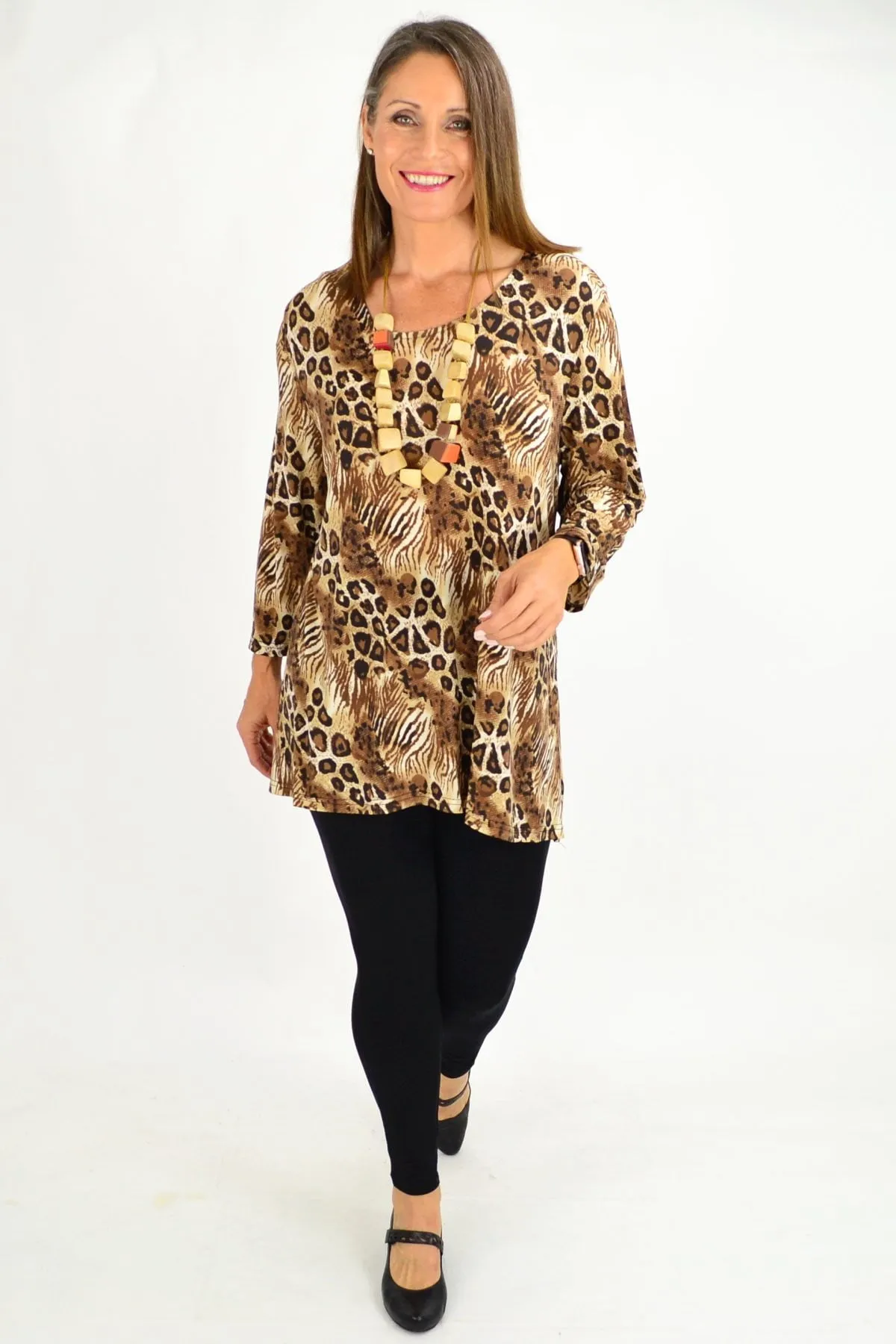 Brown cheetah Tunic