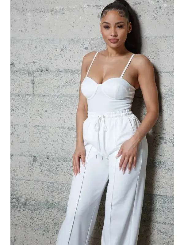 Bustier Bodysuits w/ Elastic Waist Wide Leg Pants