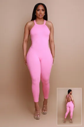 Can Be Strappy Open Back Jumpsuit - Pink