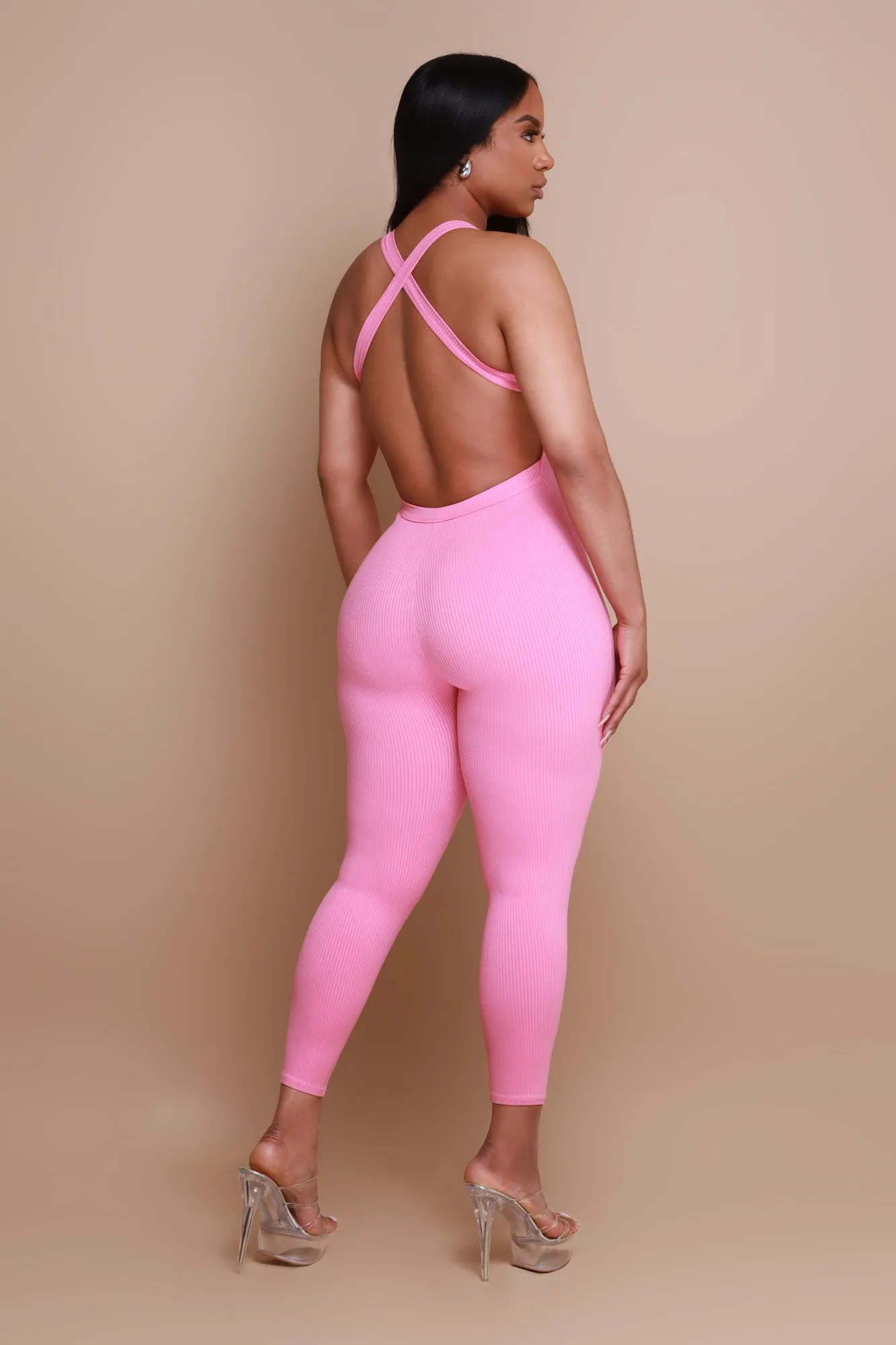 Can Be Strappy Open Back Jumpsuit - Pink