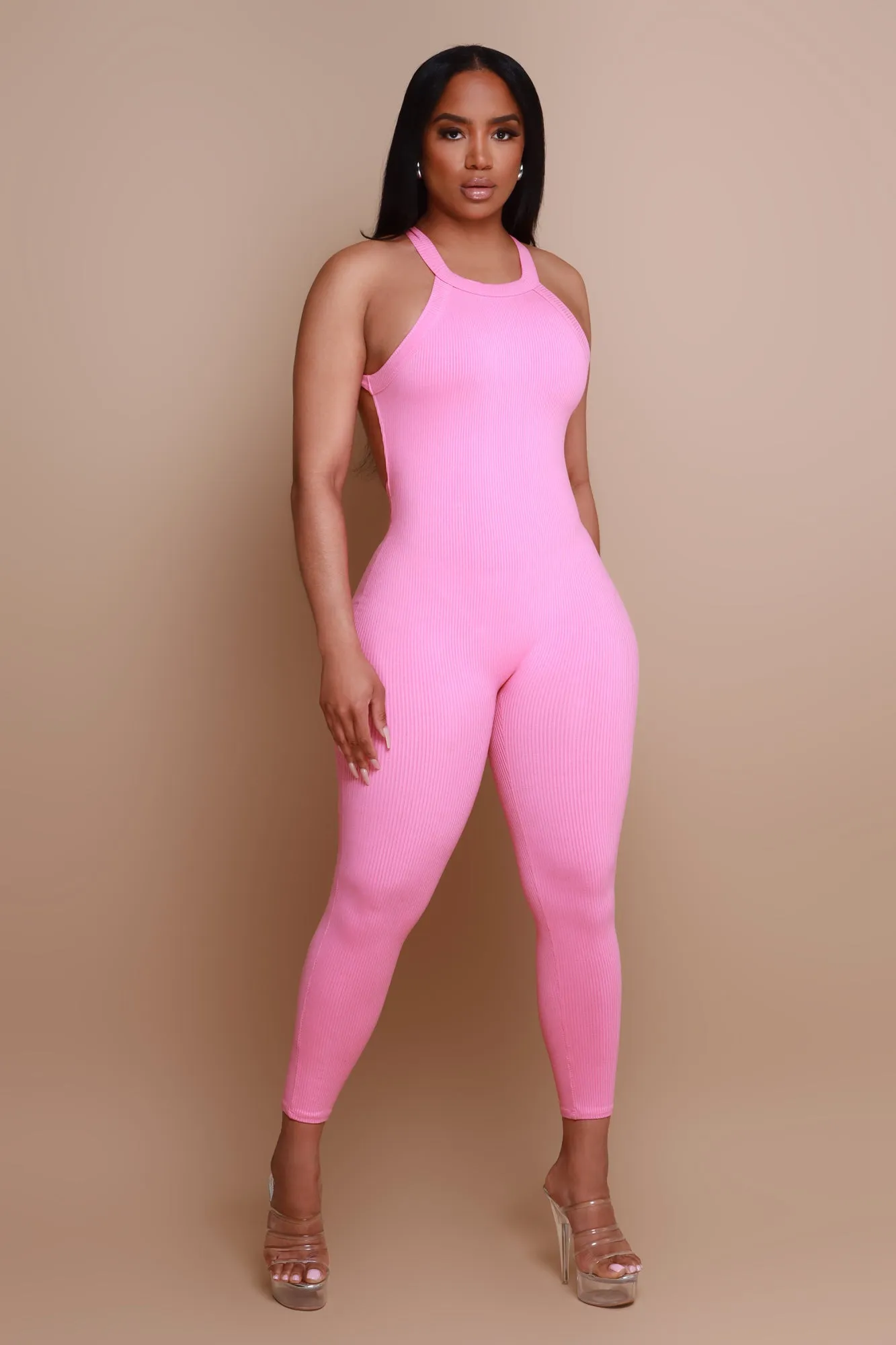 Can Be Strappy Open Back Jumpsuit - Pink