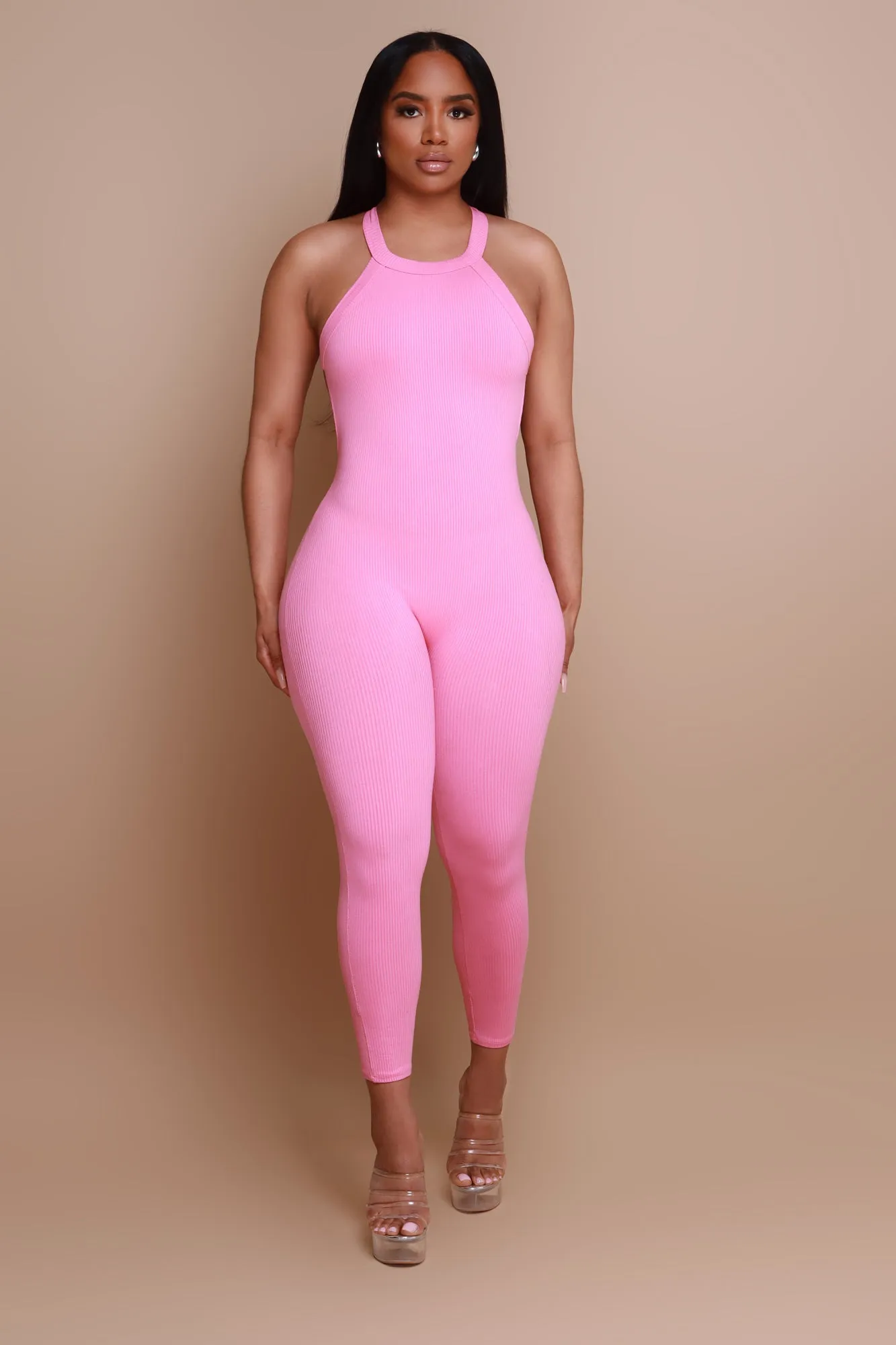Can Be Strappy Open Back Jumpsuit - Pink