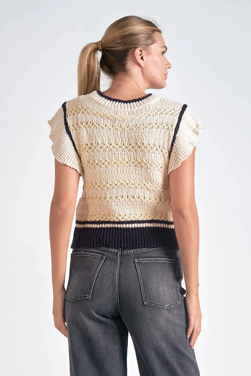 Cap Sleeve Crewneck Sweater