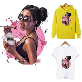 Cartoon Girl Thermo Strpis Sticker On Clothes Heat Transfer DIY Washable Iron On Patches For Clothing Fashion Lady Patches Decor Cartoon Girl Thermo Strpis Sticker On Clothes Heat Transfer DIY Washable Iron On Patches For Clothing Fashion Lady Patches Decor