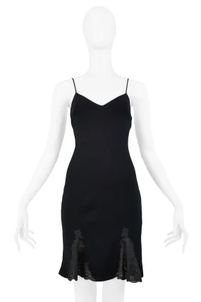 CHRISTIAN DIOR BY JOHN GALLIANO BLACK SLIP DRESS WITH LACE PANELS CHRISTIAN DIOR BY JOHN GALLIANO BLACK SLIP DRESS WITH LACE PANELS