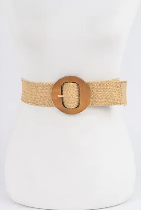 Circle Wood Buckle Straw Belt Circle Wood Buckle Straw Belt