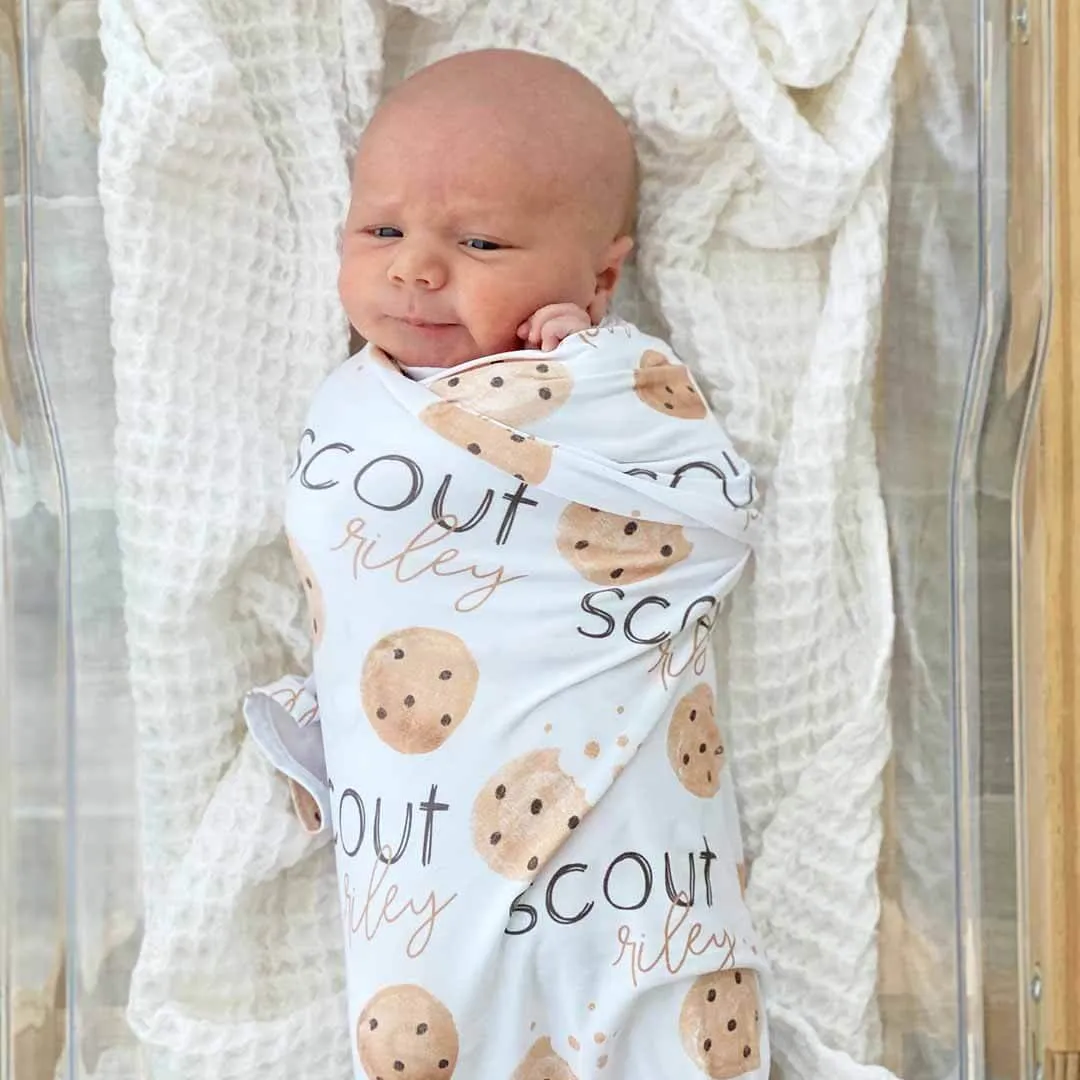 Cookie Crumble Personalized Baby Name Swaddle Blanket