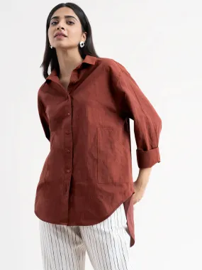 Cotton Oversized Shirt - Brown Cotton Oversized Shirt - Brown