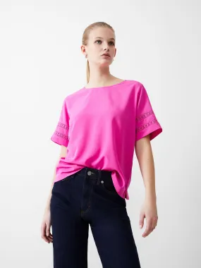 Crochet Trim Crepe Light Top Crochet Trim Crepe Light Top