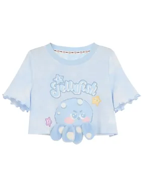 Cute Octopus Short Sleeve Crop Top Cute Octopus Short Sleeve Crop Top