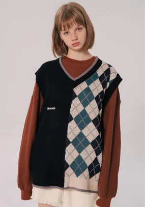 Dark Academia Half Argyle Sweater Vest Dark Academia Half Argyle Sweater Vest