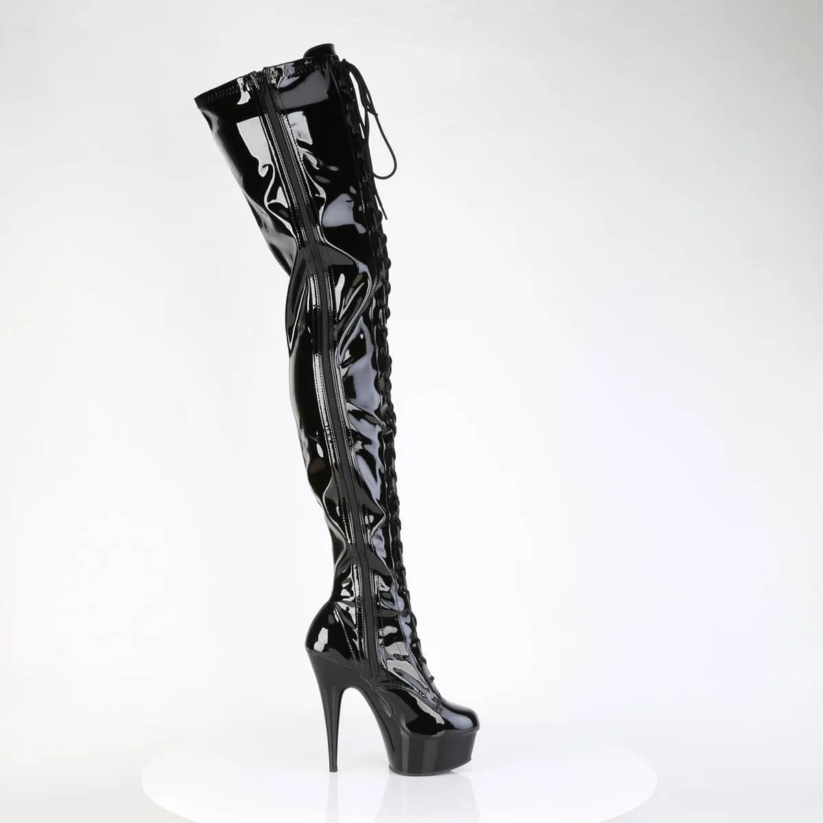 DELIGHT-4023 Lace-Up Stretch Crotch Boot