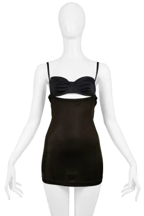 DOLCE & GABBANA BLACK & BROWN CUTOUT MICRO MINI DRESS DOLCE & GABBANA BLACK & BROWN CUTOUT MICRO MINI DRESS