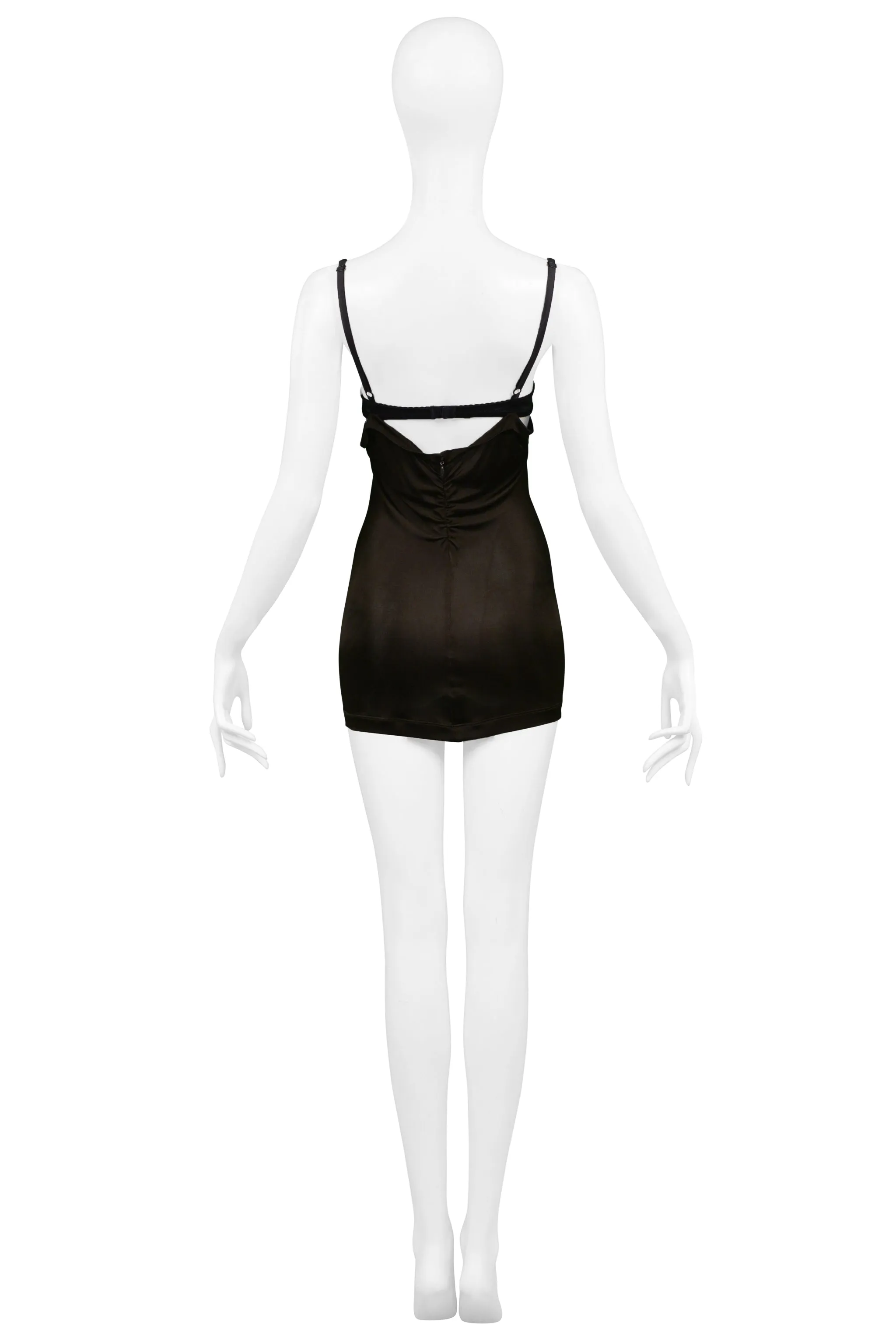 DOLCE & GABBANA BLACK & BROWN CUTOUT MICRO MINI DRESS
