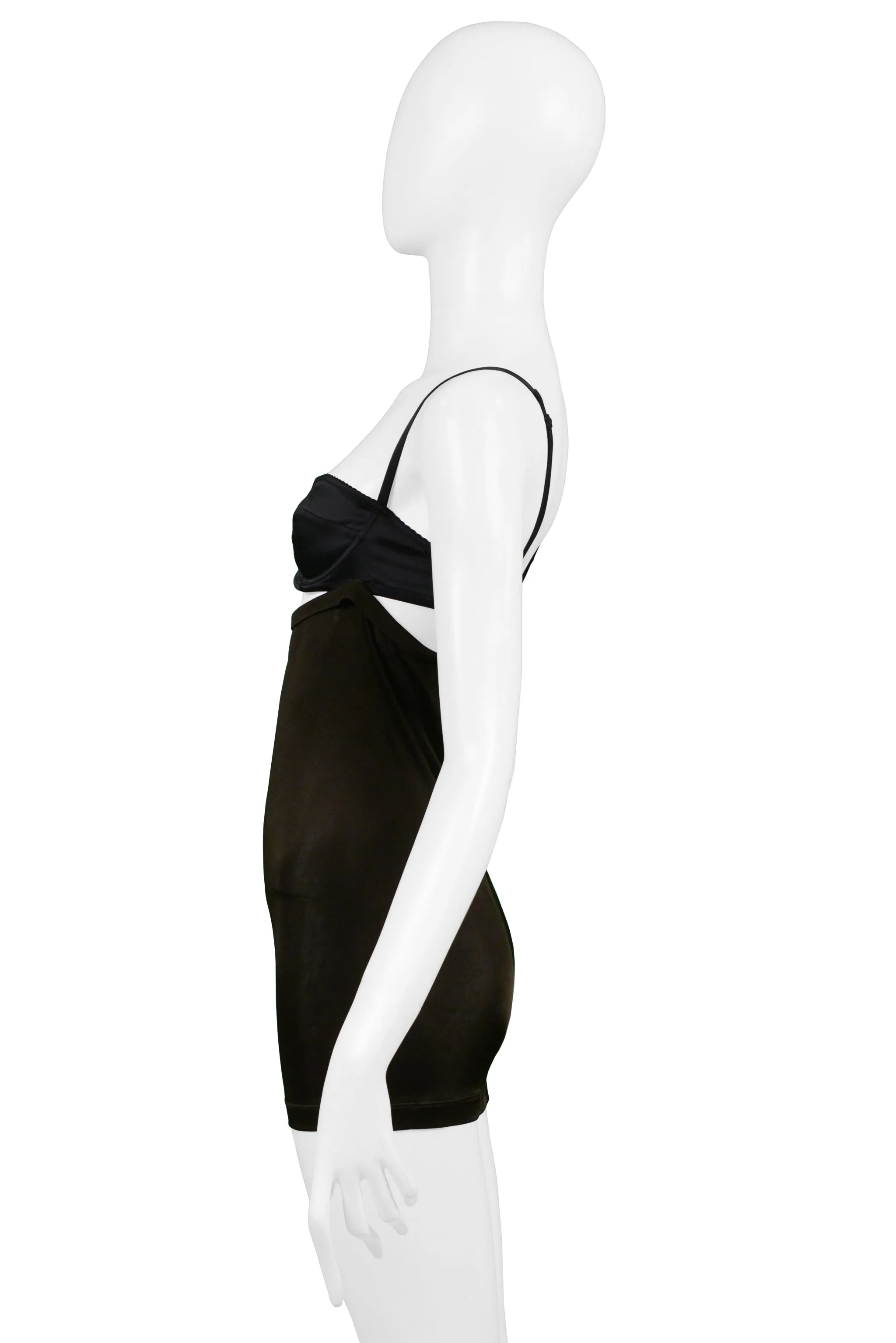 DOLCE & GABBANA BLACK & BROWN CUTOUT MICRO MINI DRESS