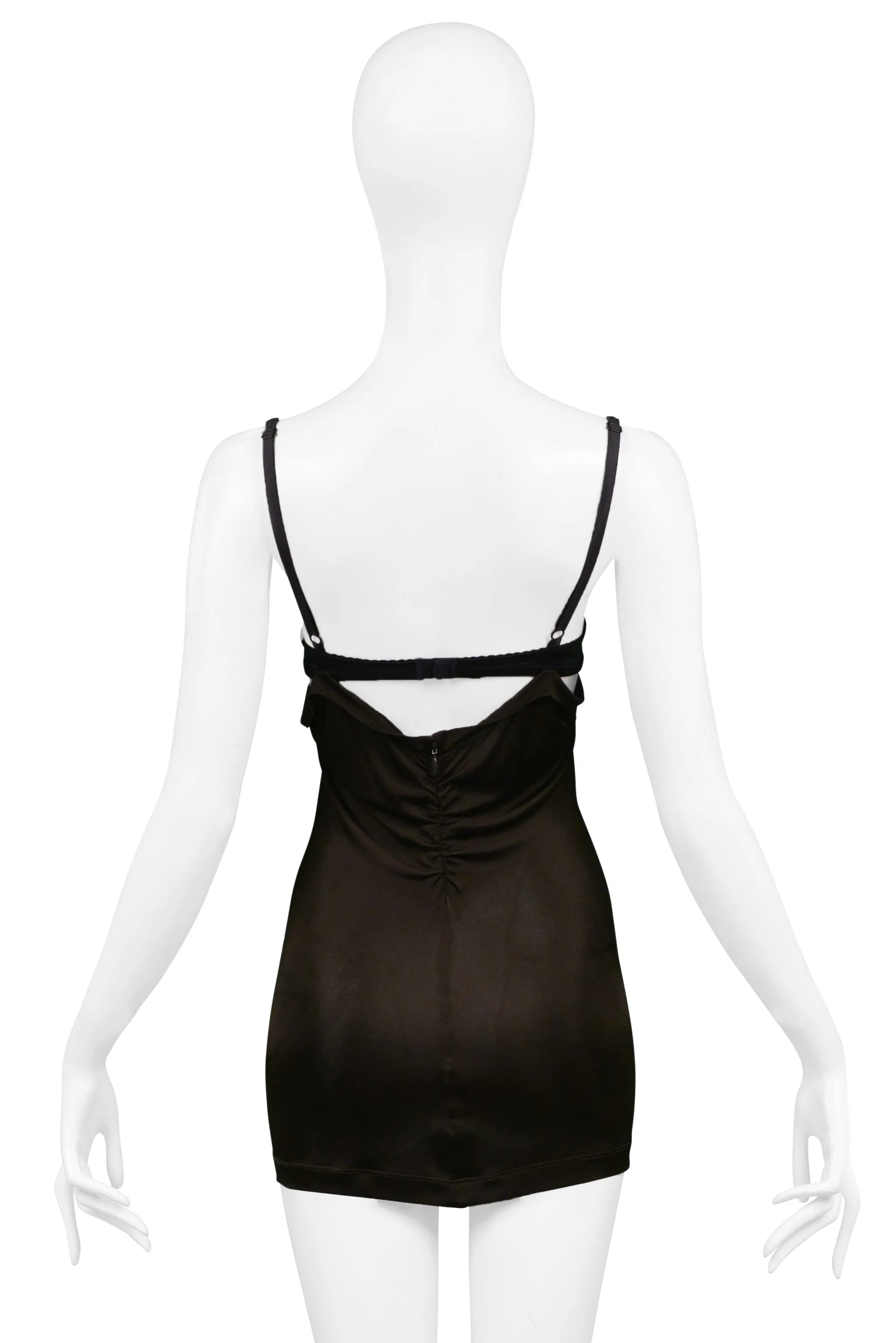 DOLCE & GABBANA BLACK & BROWN CUTOUT MICRO MINI DRESS
