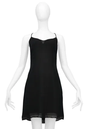 DOLCE & GABBANA BLACK SLIP DRESS WITH LACE TRIM DOLCE & GABBANA BLACK SLIP DRESS WITH LACE TRIM