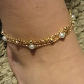 Double Layered Pearl Anklet Ankle Bracelet Double Layered Pearl Anklet Ankle Bracelet