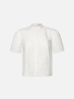 Embroidered Short Sleeve Shirt -- White Embroidered Short Sleeve Shirt -- White