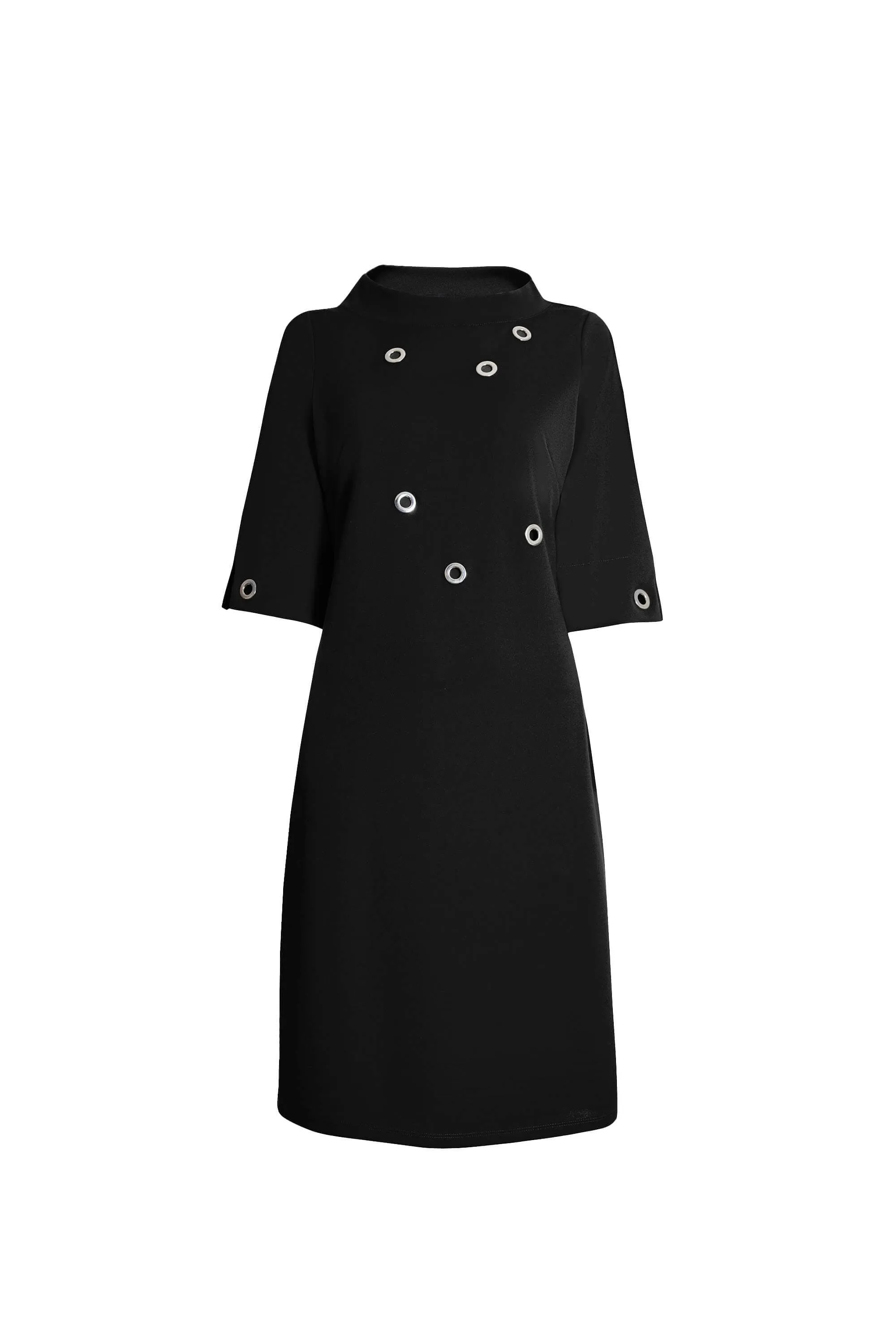 Eyelet High Collar Dress