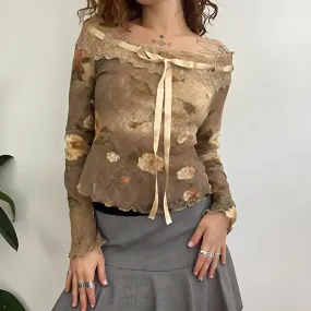Fairy Grunge Floral Off Shoulder Lace Top Fairy Grunge Floral Off Shoulder Lace Top