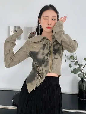 Fairy Grunge Lace Up Asymmetric Cardigan Fairy Grunge Lace Up Asymmetric Cardigan