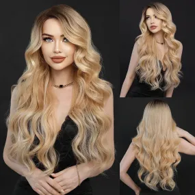 Fashion Long Mix Blonde Black 7Color Curly Women's Part Hair Cosplay Wigs Fashion Long Mix Blonde Black 7Color Curly Women's Part Hair Cosplay Wigs