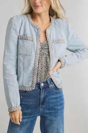 Fate Braided Trim Denim Jacket Fate Braided Trim Denim Jacket