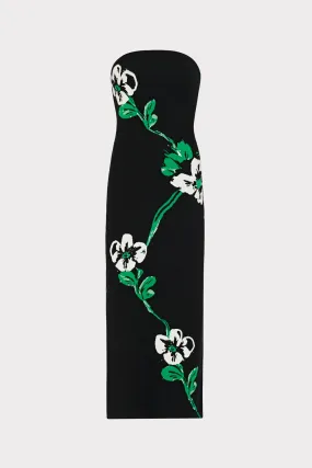 Floral Jacquard Strapless Midi Dress Floral Jacquard Strapless Midi Dress