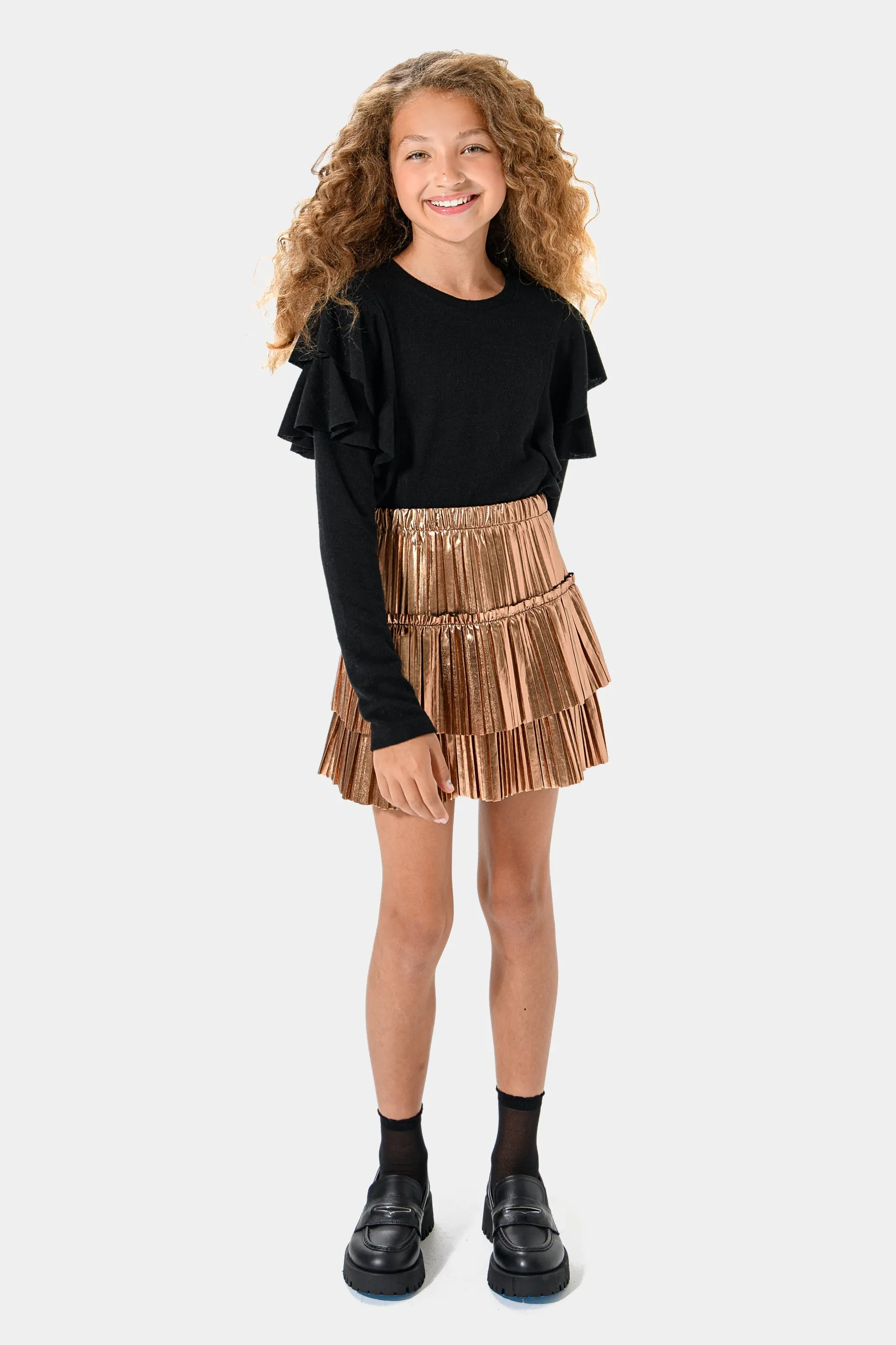 Girls Double Ruffle Sweater