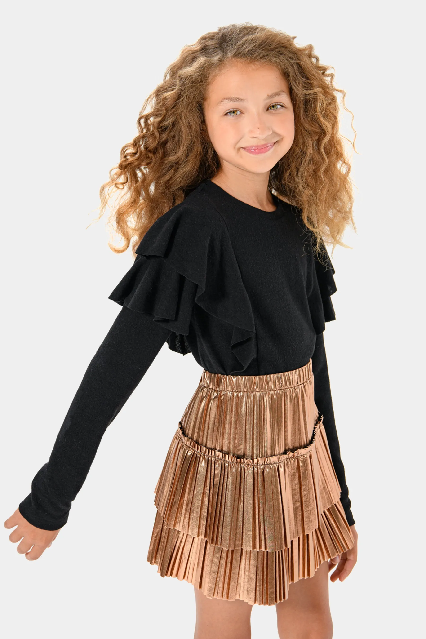 Girls Double Ruffle Sweater