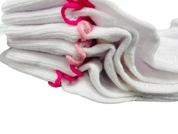 Girls Non-Skid Seamless Toe Socks - 3-Pair Pack Cotton Ruffle Edge Socks