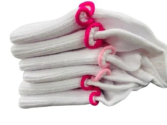 Girls Non-Skid Seamless Toe Socks - 3-Pair Pack Cotton Ruffle Edge Socks
