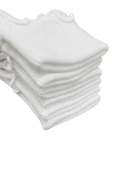 Girls Non-Skid Seamless Toe Socks - 3-Pair Pack Cotton Ruffle Edge Socks