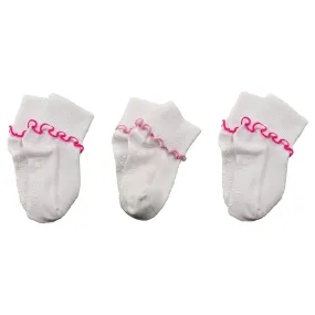 Girls Non-Skid Seamless Toe Socks - 3-Pair Pack Cotton Ruffle Edge Socks Girls Non-Skid Seamless Toe Socks - 3-Pair Pack Cotton Ruffle Edge Socks