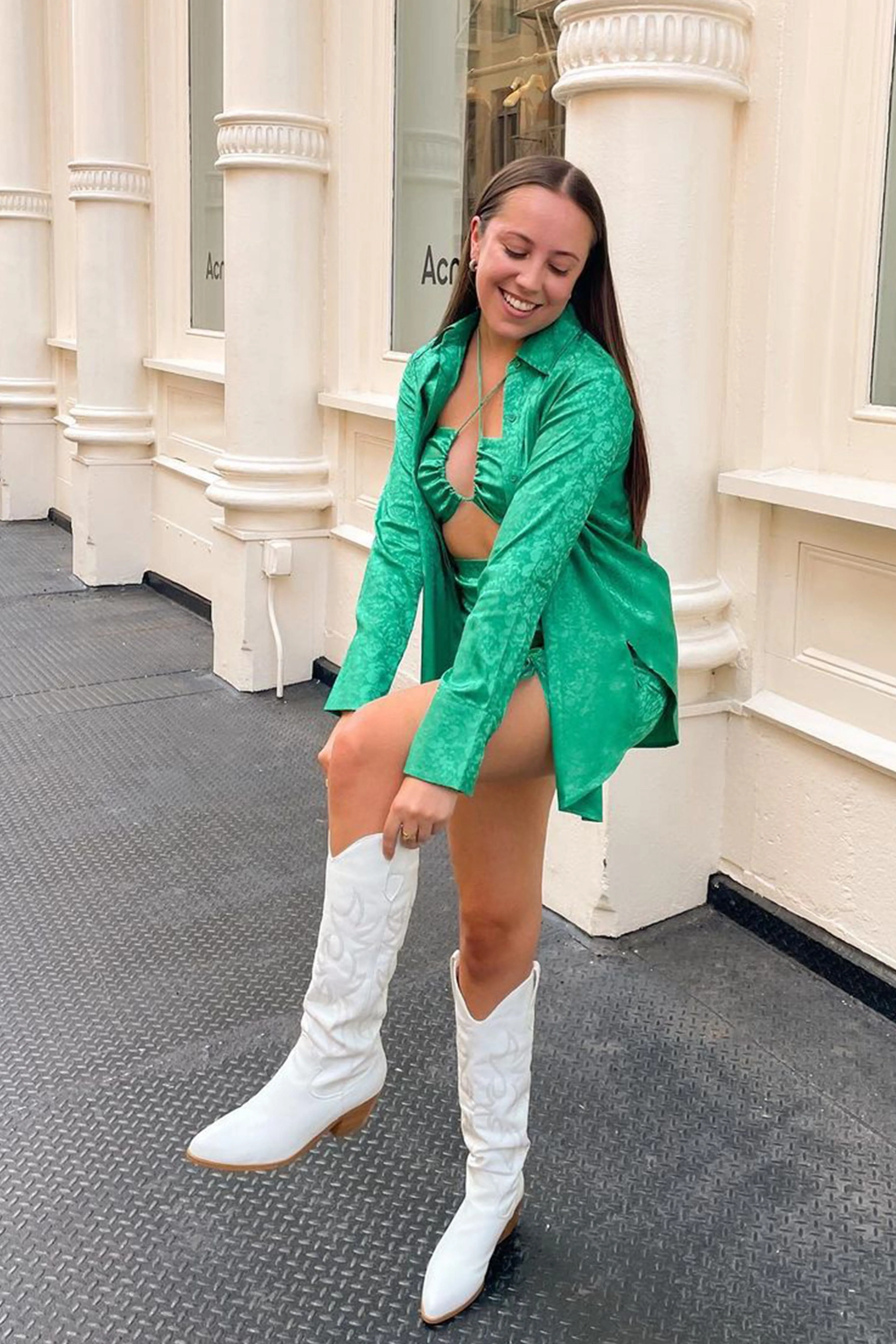 Gold Rush Emerald Jacquard Blouse