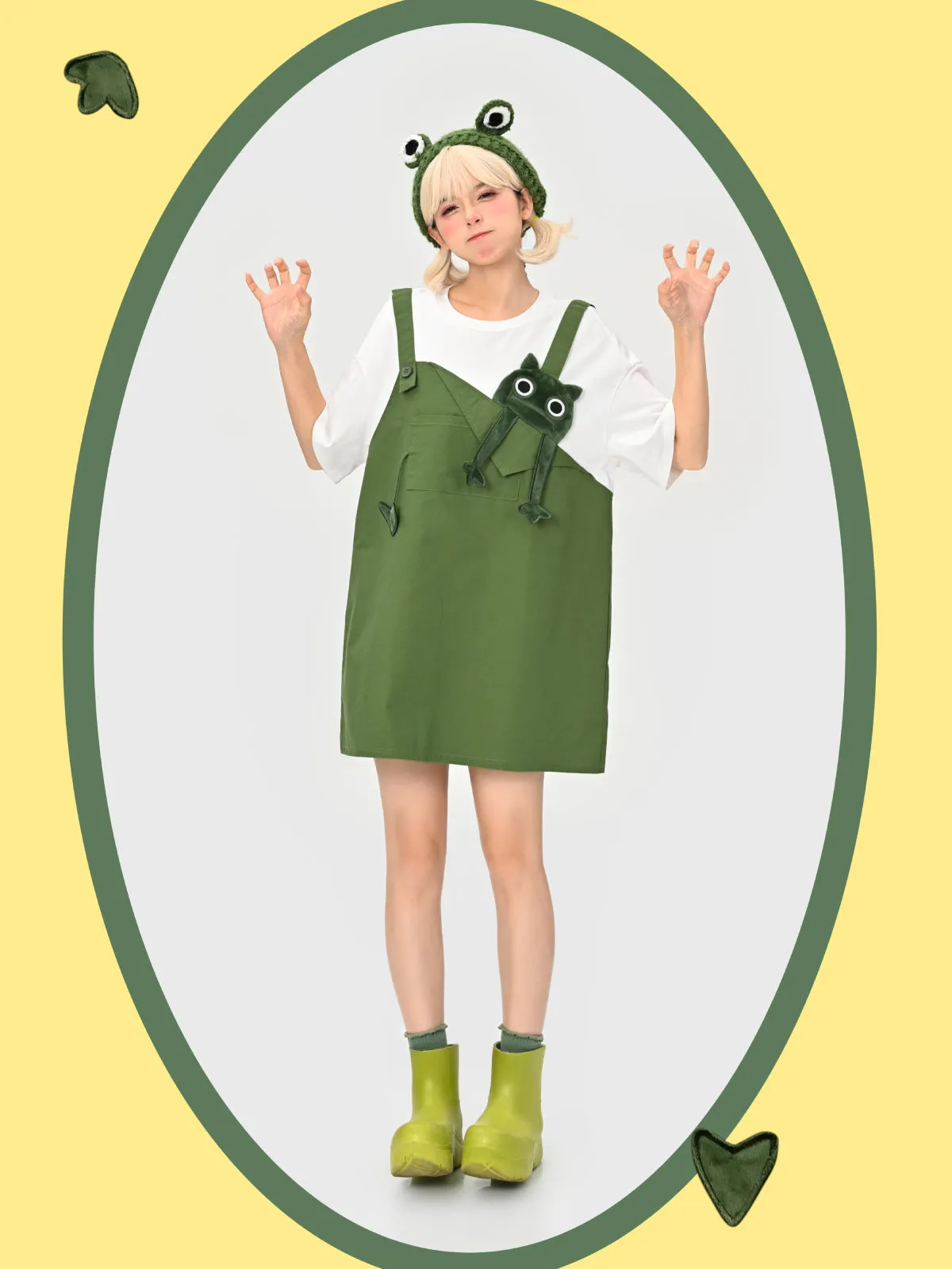 Green Monster Faux Two-Piece Tee Dress