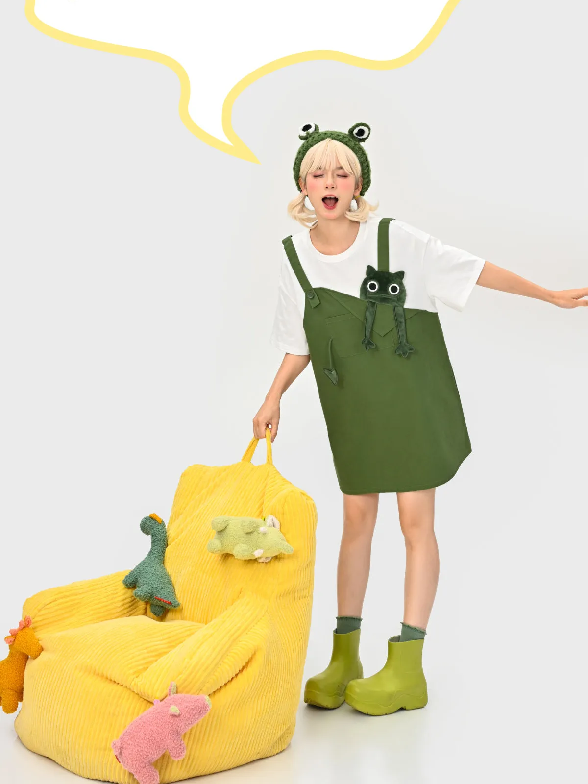 Green Monster Faux Two-Piece Tee Dress