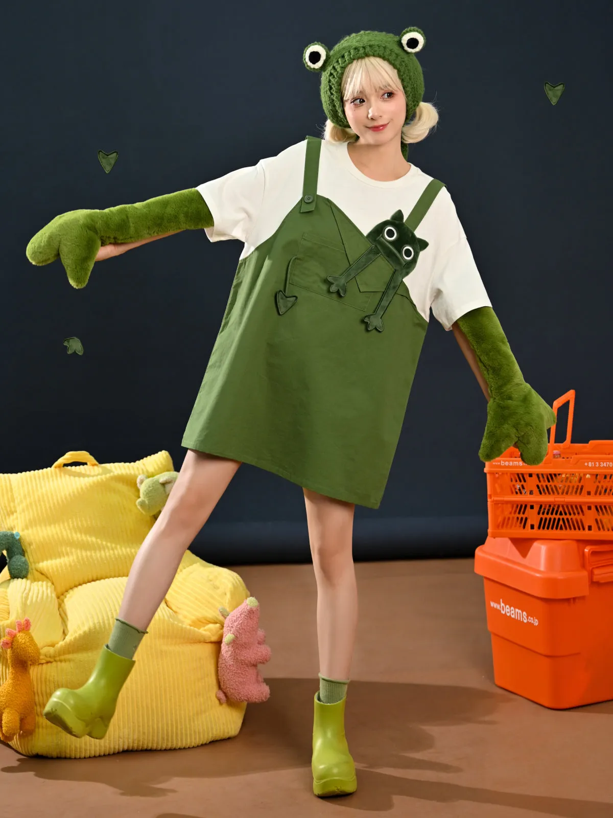 Green Monster Faux Two-Piece Tee Dress