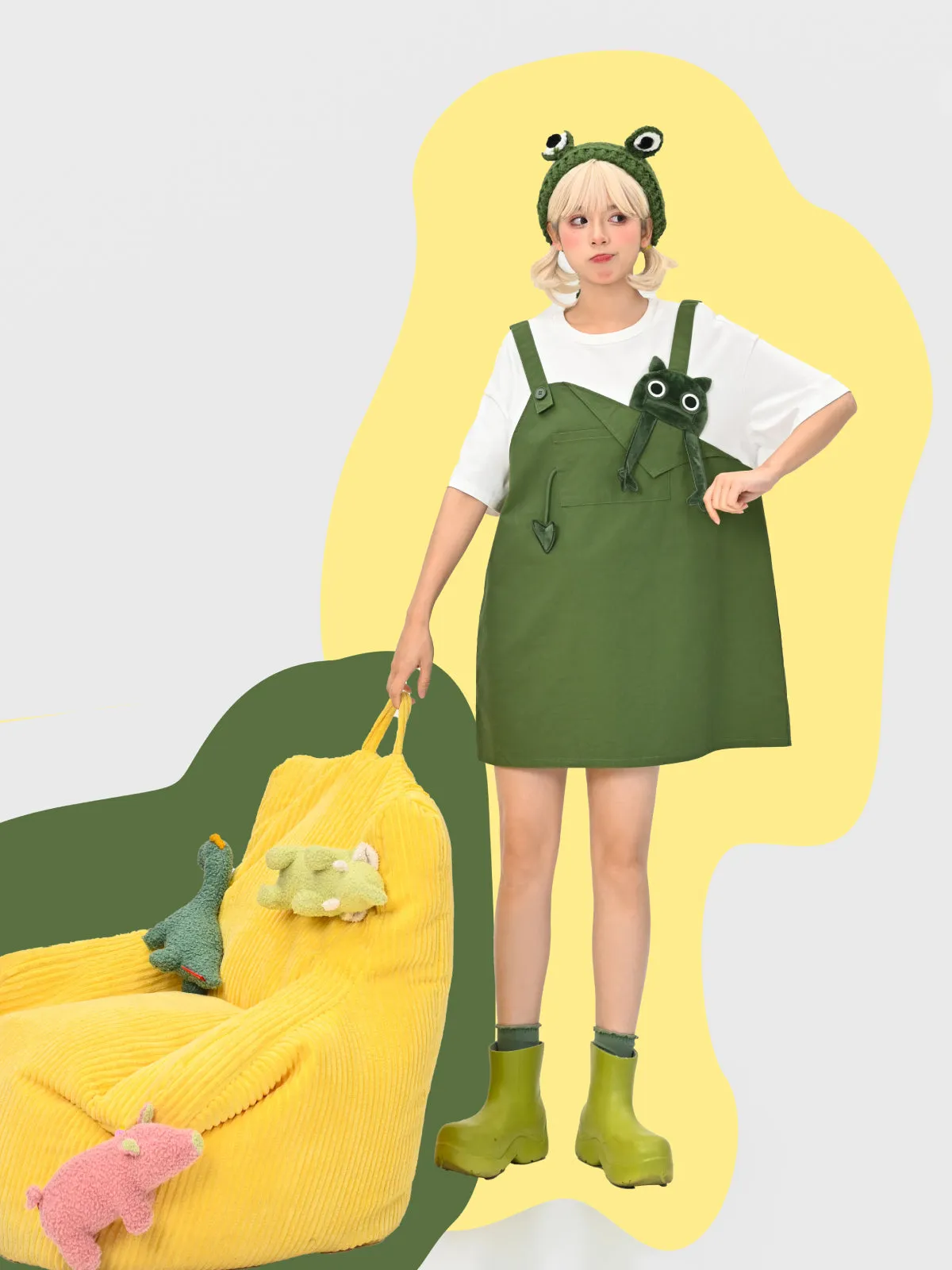 Green Monster Faux Two-Piece Tee Dress