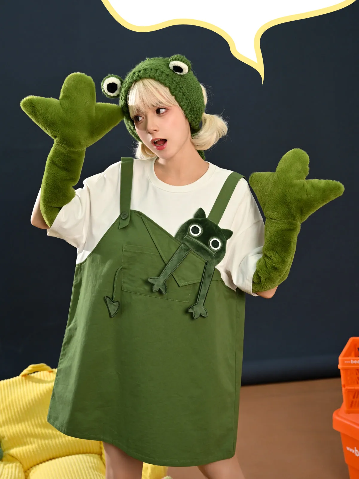 Green Monster Faux Two-Piece Tee Dress